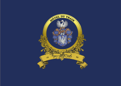 Logo mit Hintergrund blau